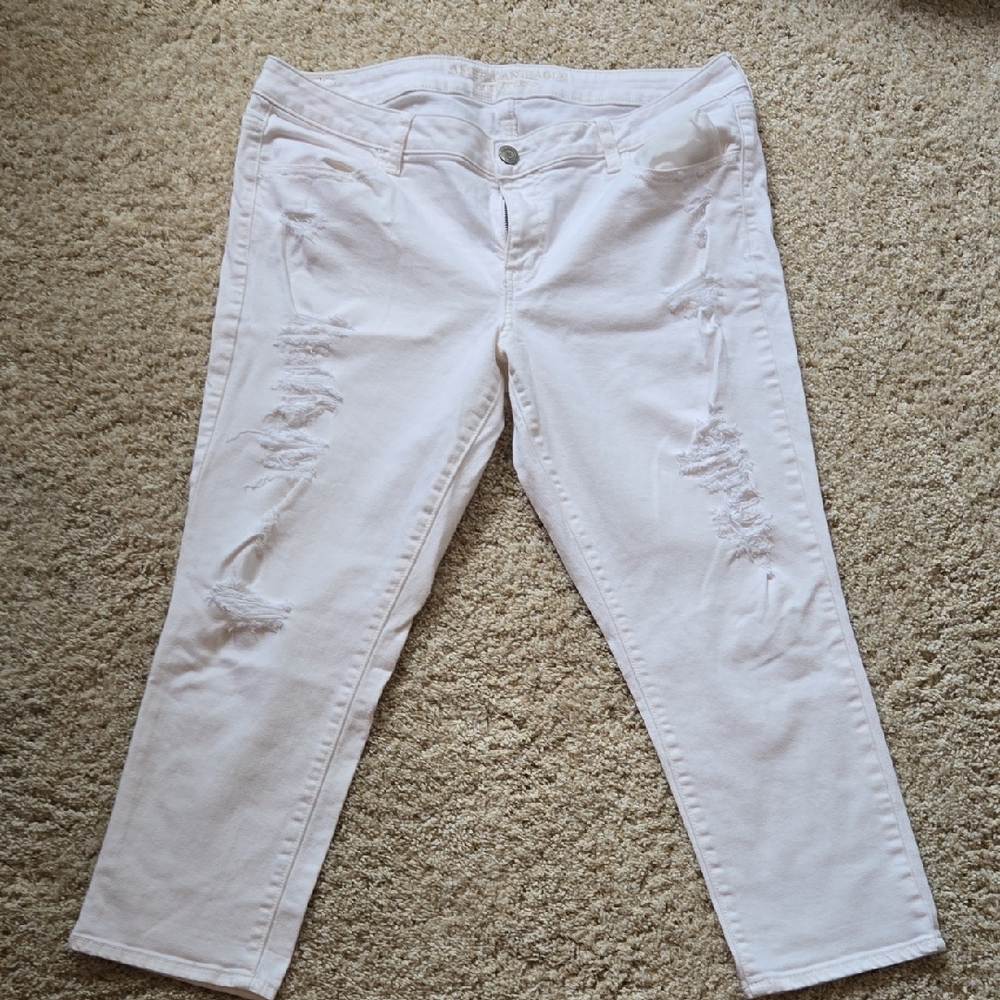 Women's Distressed White Jeans